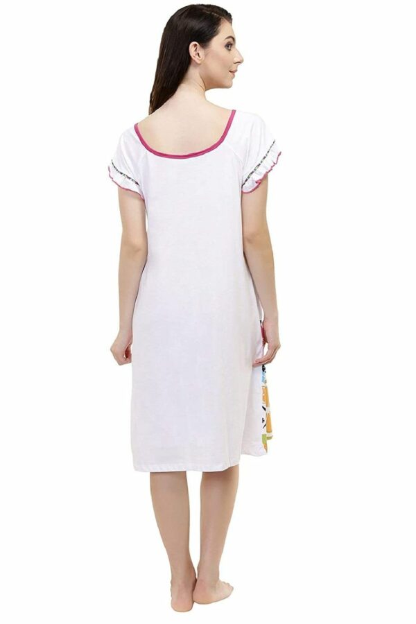 Short Nighty For Women - Printed Night Dress - Cotton Nightwear Gown - Image 4