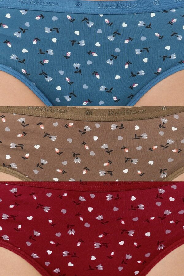 Hipster Panties for Women - Cotton Outer Elastic Panties - Pack of 3 (Colors and Prints May Vary)