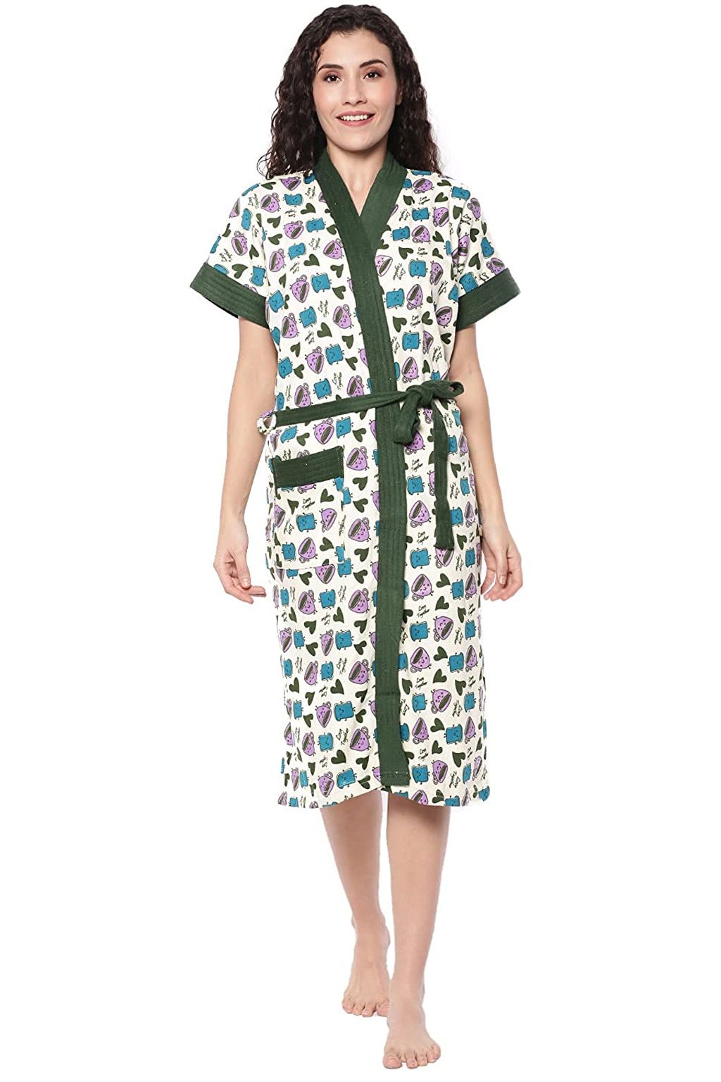 Mehendi Printed Bathrobe for Women - Bathrobe Towel - Bath Gown