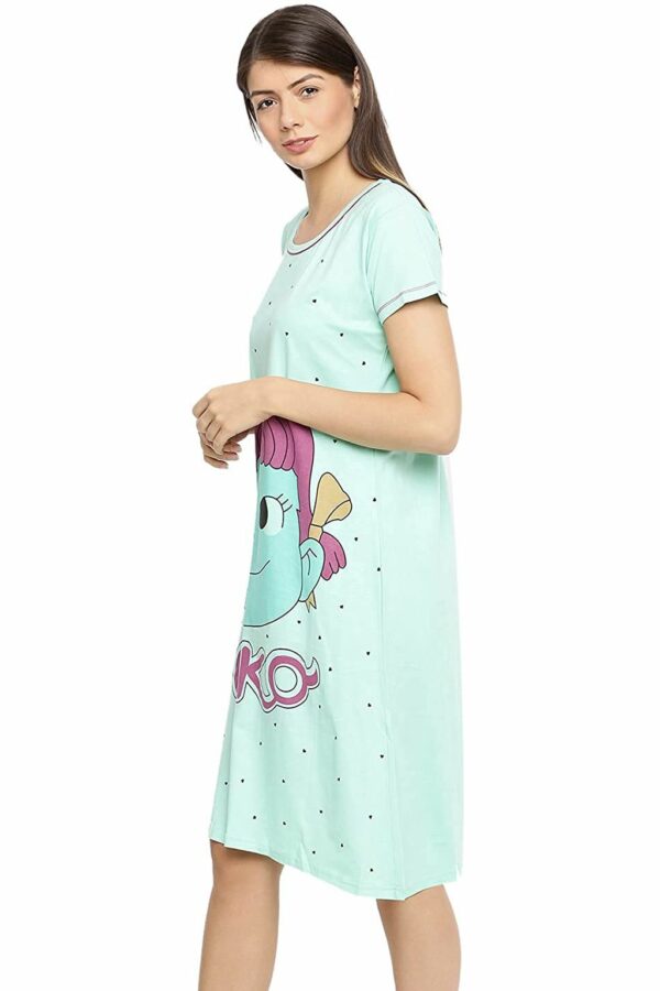 Short Nighty For Women - Printed Night Dress - Cotton Nightwear Gown - Image 2