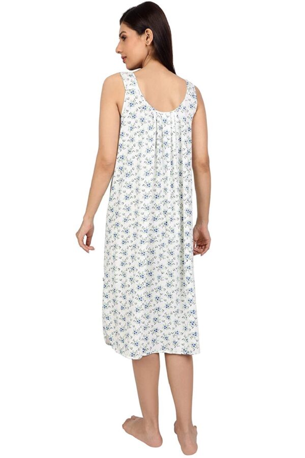 Blueflower Cotton Full Length Printed Camisole for Women - Nightwear