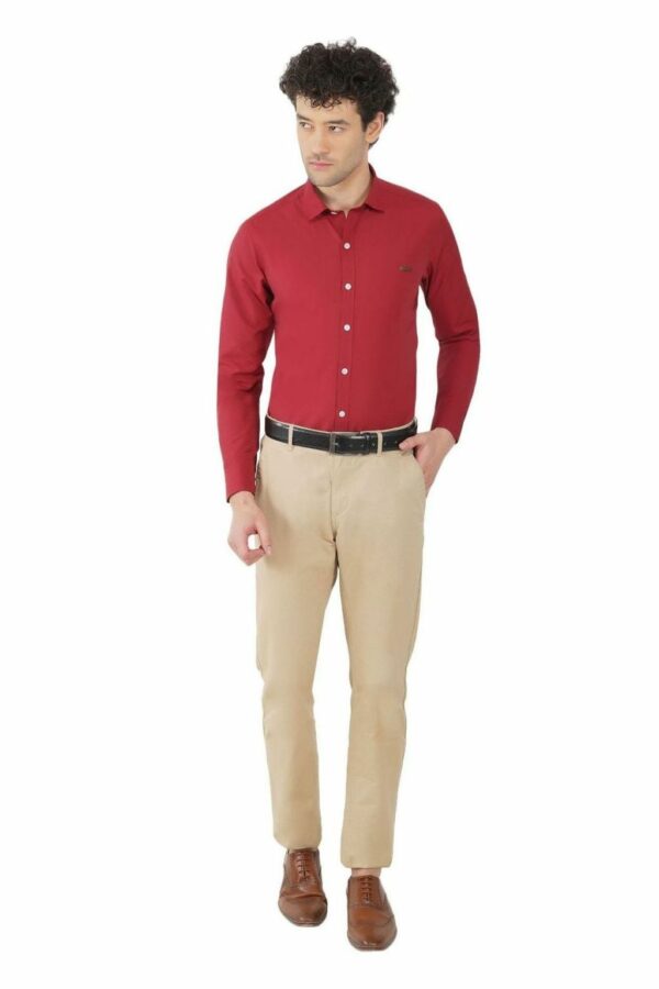 Maroon Men's Formal Slim Fit Shirt - Image 2