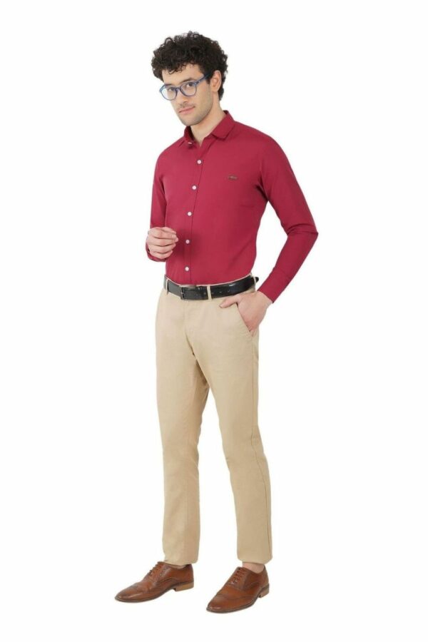 Maroon Men's Formal Slim Fit Shirt - Image 5