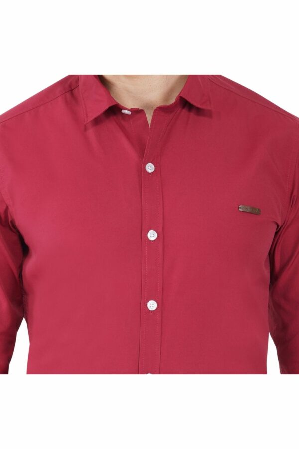 Maroon Men's Formal Slim Fit Shirt - Image 6