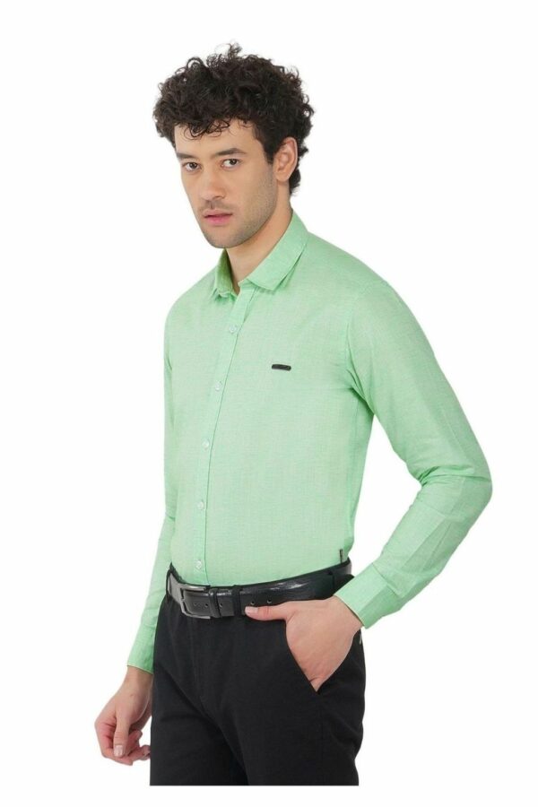 Light Green Men's Formal Slim Fit Shirt - Image 3