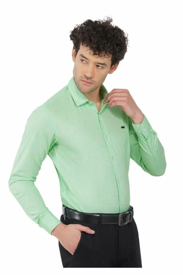 Light Green Men's Formal Slim Fit Shirt - Image 4