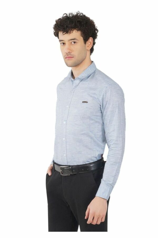 Light Blue Cambrey Men's Formal Slim Fit Shirt - Image 4