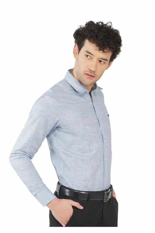 Light Blue Cambrey Men's Formal Slim Fit Shirt - Image 5