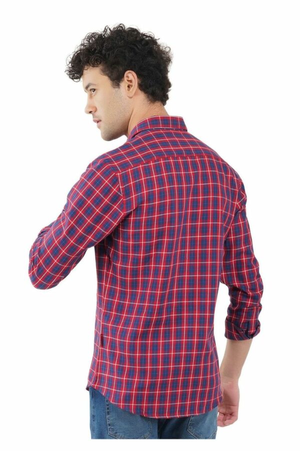 Blue & Red Checks Formal Slim Fit Shirt for Men - Image 7