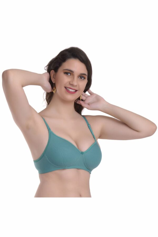 Mynte Green/Blue/Maroon Bra Combo Rich Cotton Lightly Padded Non-Wired Full Cup Regular Bra (Pack of 3) - Image 4