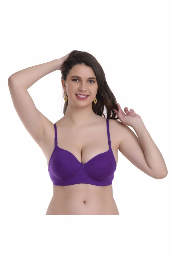 Mynte Green/Purple/Maroon Bra Combo Rich Cotton Lightly Padded Non-Wired Full Cup Regular Bra (Pack of 3) - Image 2