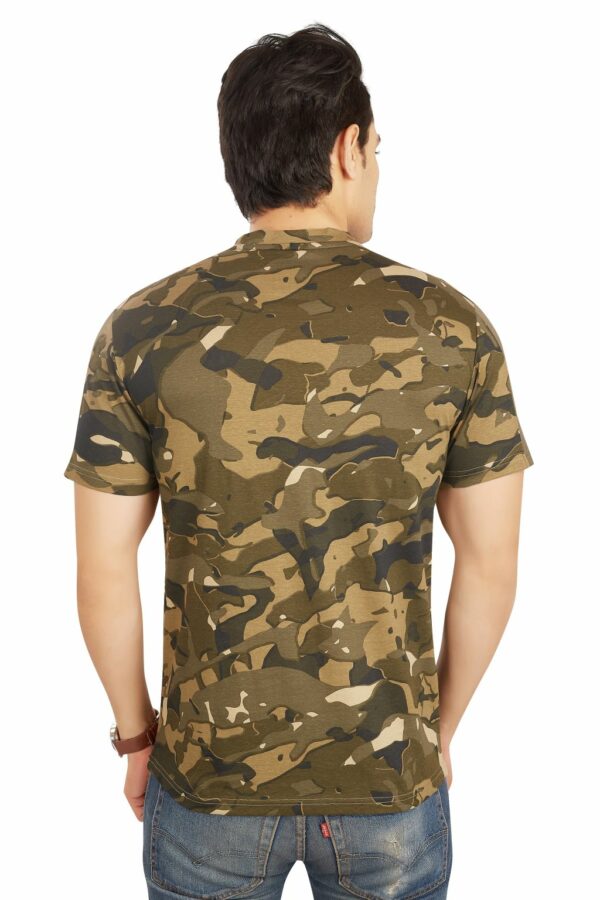 Camo Half Sleeves Zipped Round Neck T-Shirt for Men - Image 3