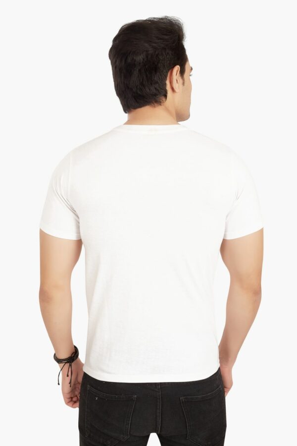 Vintage White Round Neck Half Sleeves Men's T-Shirt - Image 4