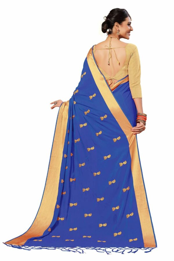 Blue Saree with Blouse Piece Women's Heavy Embroidery Work Saree - Image 2