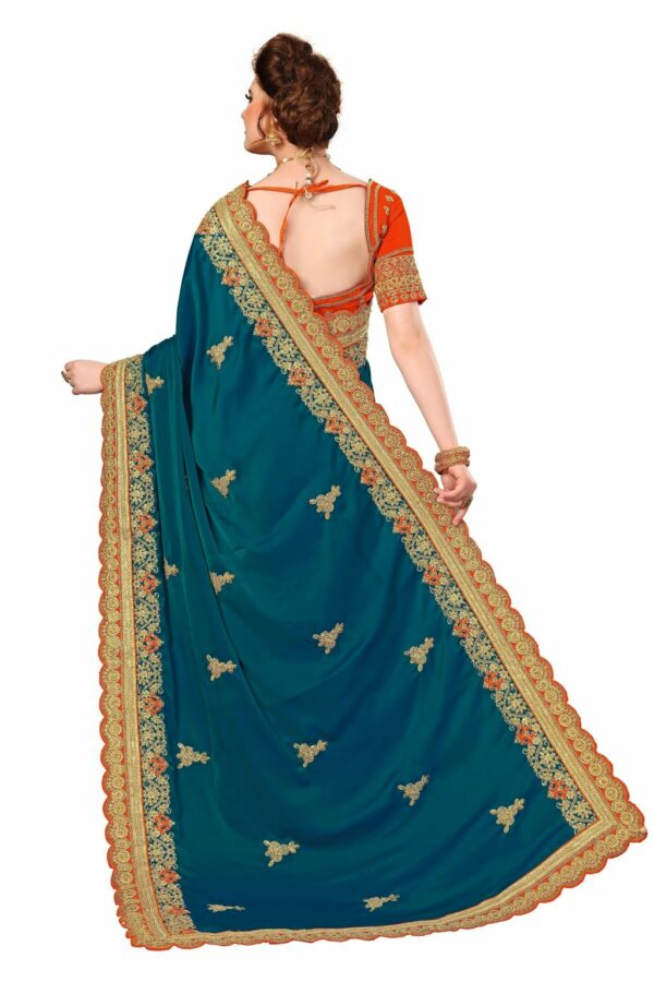 Morpeach Saree with Blouse Piece Women's Heavy Embroidery Work Saree - Image 2