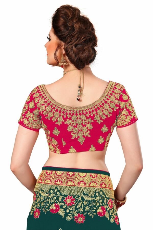 Morpeach Saree with Blouse Piece Women's Heavy Embroidery Work Saree - Image 4