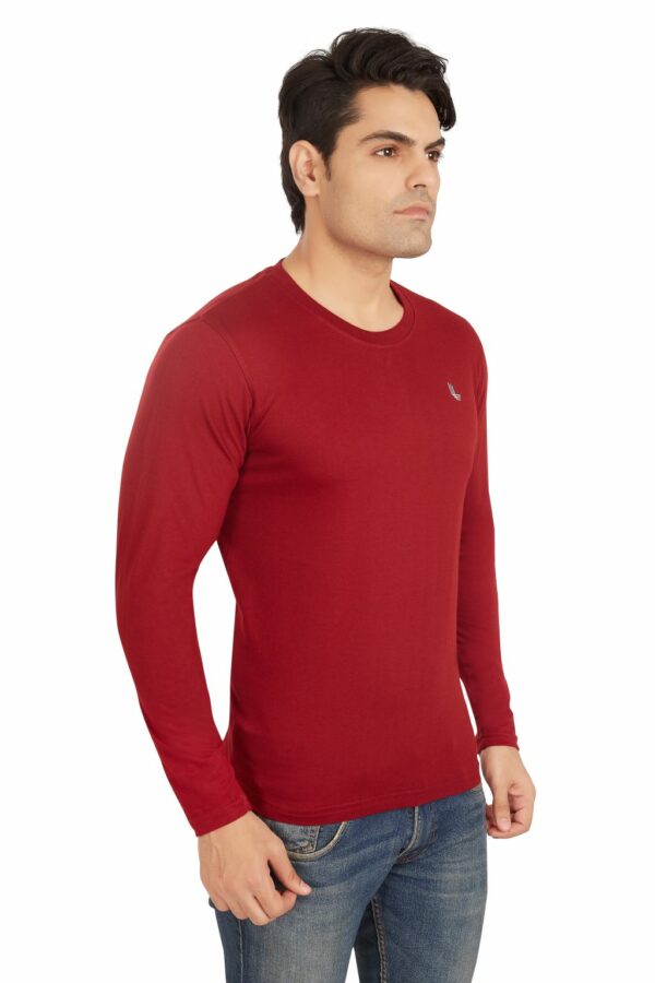 Maroon Men's T-Shirt Full Sleeves - Image 3