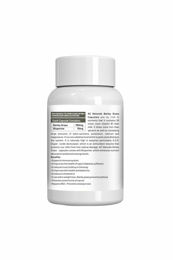 AE Naturals Barley Grass Capsules 60 Caps - Image 3