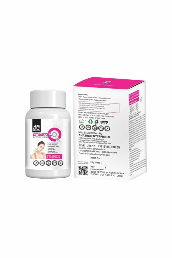 AE Naturals Crystal Q Glutathione Skin brightening Capsules 60 Caps - Image 2