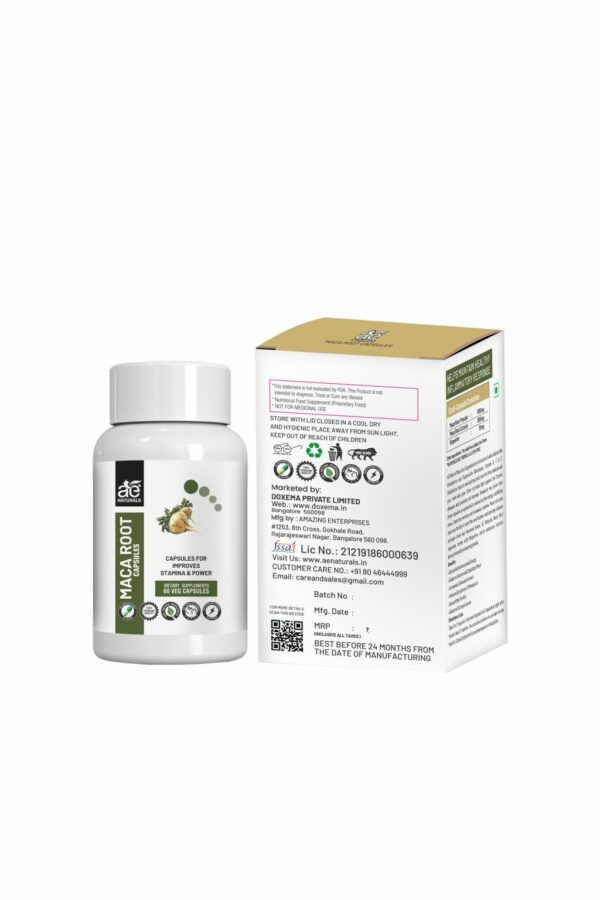 AE Naturals Pure Maca Root Capsules 60 Caps - Image 2