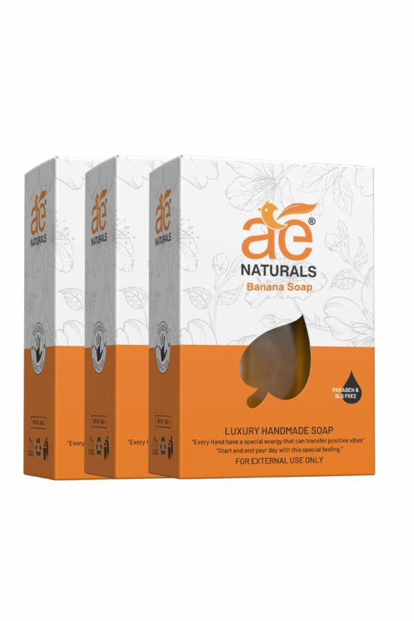 AE Naturals Handmade Banana Extract Soap With Glycerine Paraban Free 100g Pack of 3