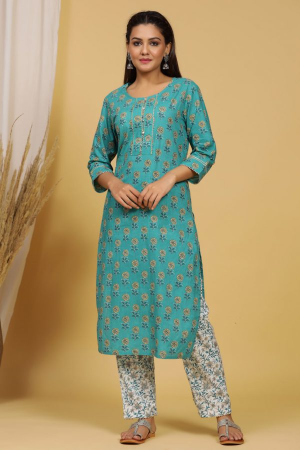 Cotton Roses Printed Kurti with Printed Pant & Beautiful Dupatta-1Set - Image 5