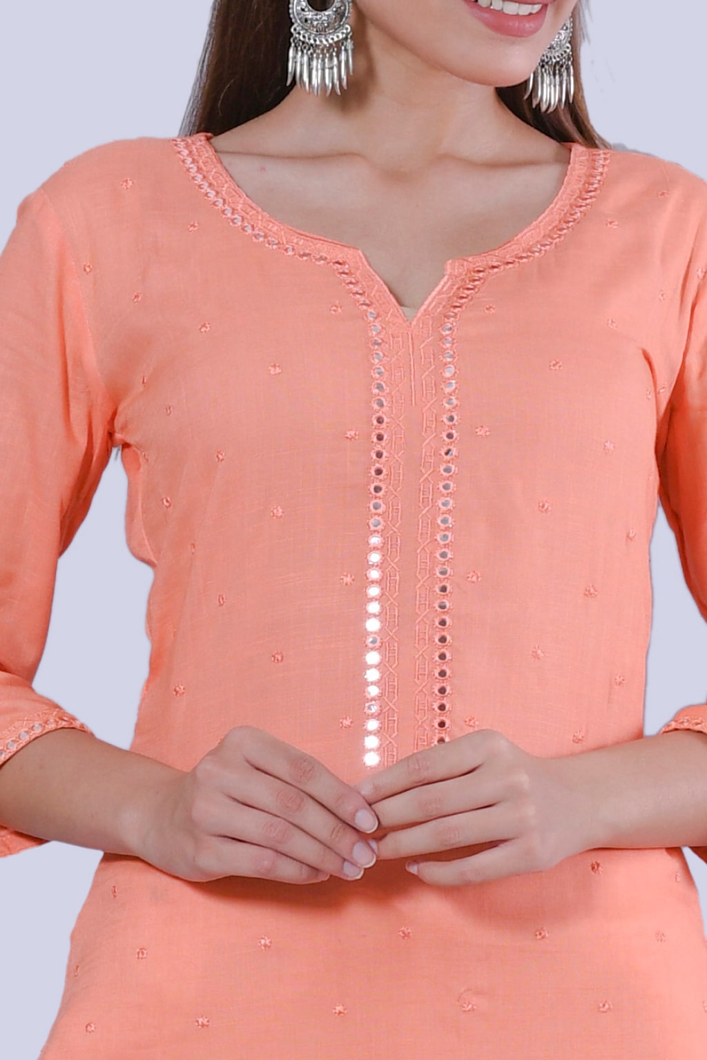 Peach Color Casual Wear Designer Kurti Set :: ANOKHI FASHION